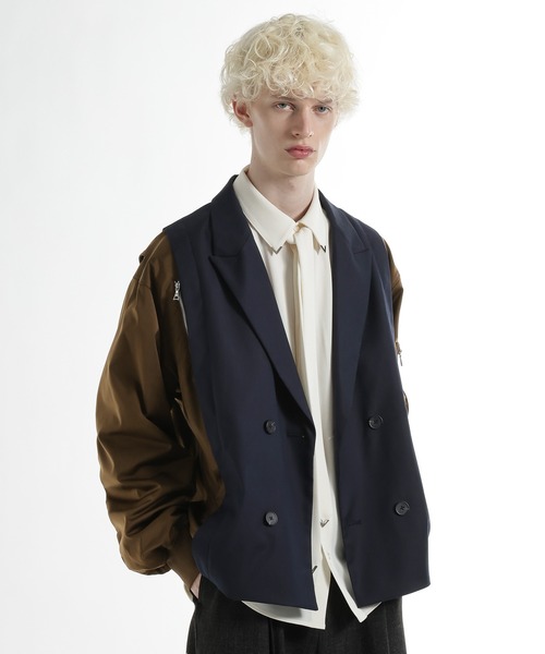 HARE（ハレ）の「MA-1ドッキングジャケット(HARE)（テーラードジャケット・メンズ・ネイビー/ブラック・FREE）」の12枚目の写真