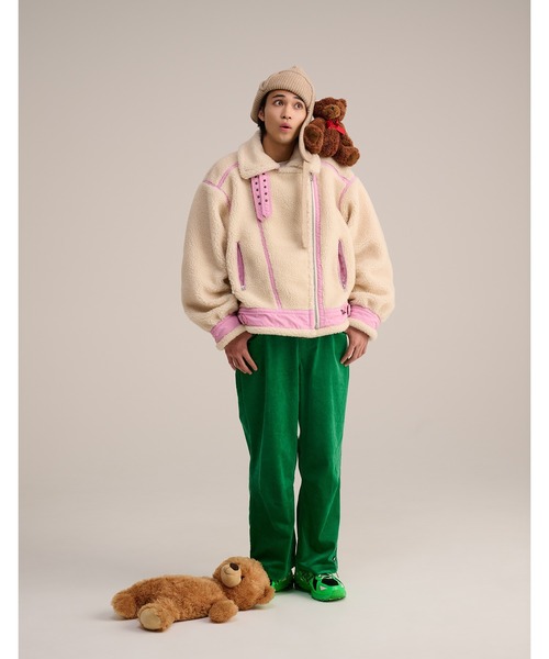 Little sunny bite(リトルサニーバイト)の「【8】【little sunny bite】AVIREX x little sunny bite Boa jacket(ライダースジャケット・レディース・ブラック/アイボリー・MEDIUM/SMALL)」の2枚目の写真