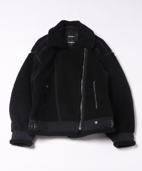 Little sunny bite(リトルサニーバイト)の「【8】【little sunny bite】AVIREX x little sunny bite Boa jacket(ライダースジャケット・レディース・ブラック/アイボリー・MEDIUM/SMALL)」の5枚目の写真