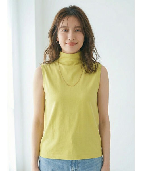 Belta attrice(ベルタアトリーチェ)の「【接触冷感/LLサイズ】ボトルネック ハイツイストコットン インナー ノースリーブ カットソー/袖なし(タンクトップ・レディース・スモークピンク/イエロー/ラベンダー/ネイビー/ホワイト・LL/2L)」の10枚目の写真