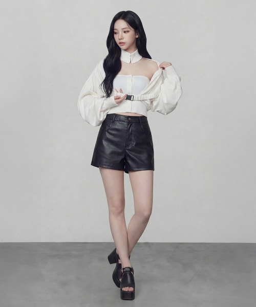 DURAS（デュラス）の「メタルバックルベルトカーディガン（カーディガン/ボレロ・レディース・ブラック/ホワイト・FREE）」の19枚目の写真