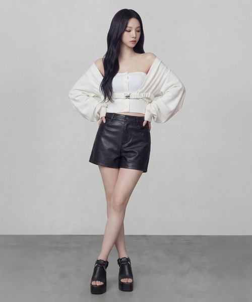 DURAS（デュラス）の「メタルバックルベルトカーディガン（カーディガン/ボレロ・レディース・ブラック/ホワイト・FREE）」の21枚目の写真