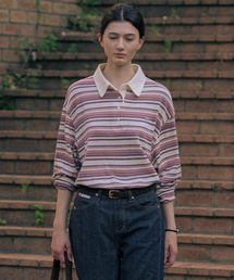 Stripe loose fit t-shirt TIFA01LT07_Pink