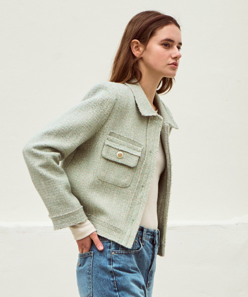 SLOWLOLLI(スローローリ)の「Solly tweed jacket - Mint(その他アウター・レディース・ミント・FREE/2(L))」の5枚目の写真