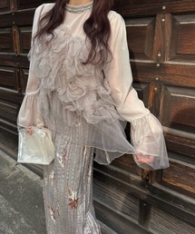WILLFULLY（ウィルフリー）の「random tulle layered iris pleats OP（ドレス）」