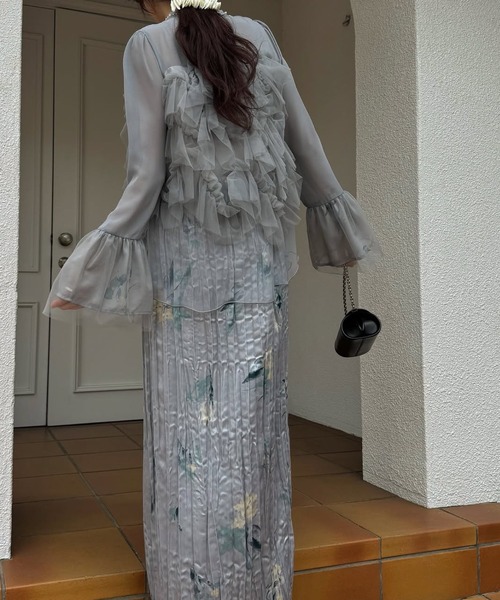 WILLFULLY（ウィルフリー）の「random tulle layered iris pleats OP（ドレス・レディース・ピンク系その他/オリーブ/ライトブルー・FREE/L）」の8枚目の写真