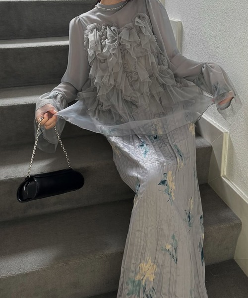 WILLFULLY（ウィルフリー）の「random tulle layered iris pleats OP（ドレス・レディース・ピンク系その他/オリーブ/ライトブルー・FREE/L）」の12枚目の写真