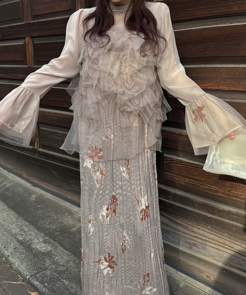 WILLFULLY（ウィルフリー）の「random tulle layered iris pleats OP（ドレス・レディース・ピンク系その他/オリーブ/ライトブルー・FREE/L）」の13枚目の写真