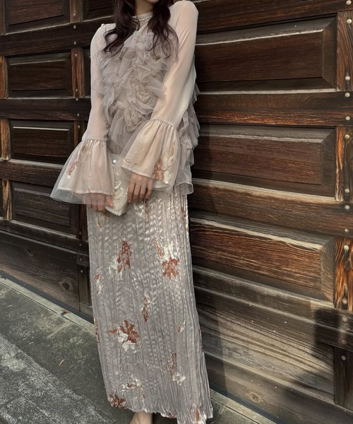 WILLFULLY（ウィルフリー）の「random tulle layered iris pleats OP（ドレス・レディース・ピンク系その他/オリーブ/ライトブルー・FREE/L）」の15枚目の写真