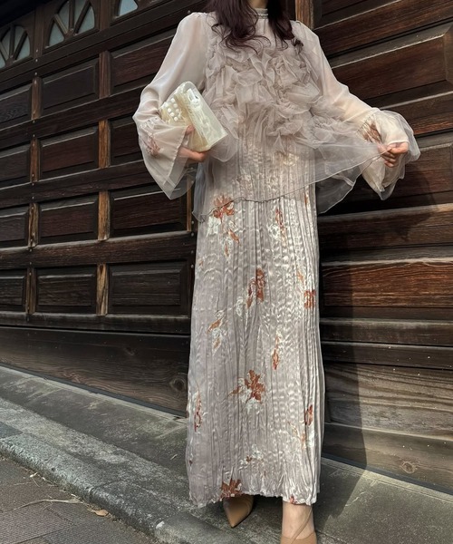 WILLFULLY（ウィルフリー）の「random tulle layered iris pleats OP（ドレス・レディース・ピンク系その他/オリーブ/ライトブルー・FREE/L）」の16枚目の写真