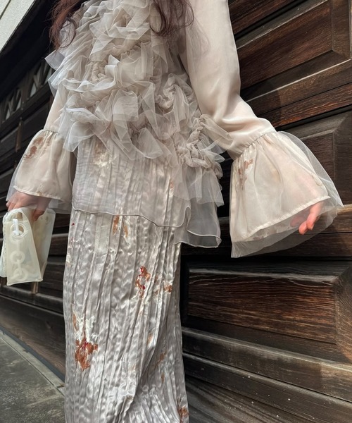 WILLFULLY（ウィルフリー）の「random tulle layered iris pleats OP（ドレス・レディース・ピンク系その他/オリーブ/ライトブルー・FREE/L）」の17枚目の写真