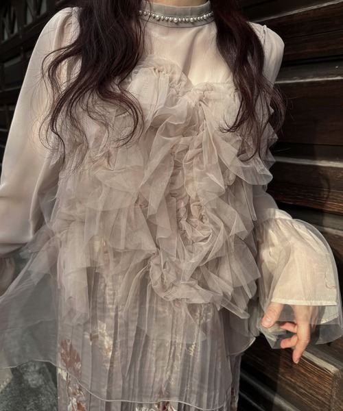 WILLFULLY（ウィルフリー）の「random tulle layered iris pleats OP（ドレス・レディース・ピンク系その他/オリーブ/ライトブルー・FREE/L）」の19枚目の写真