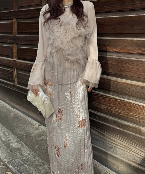 WILLFULLY（ウィルフリー）の「random tulle layered iris pleats OP（ドレス・レディース・ピンク系その他/オリーブ/ライトブルー・FREE/L）」の20枚目の写真