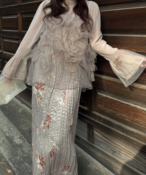 WILLFULLY（ウィルフリー）の「random tulle layered iris pleats OP（ドレス・レディース・ピンク系その他/オリーブ/ライトブルー・FREE/L）」の21枚目の写真