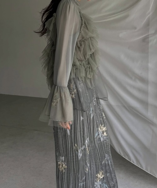 WILLFULLY（ウィルフリー）の「random tulle layered iris pleats OP（ドレス・レディース・ピンク系その他/オリーブ/ライトブルー・FREE/L）」の22枚目の写真