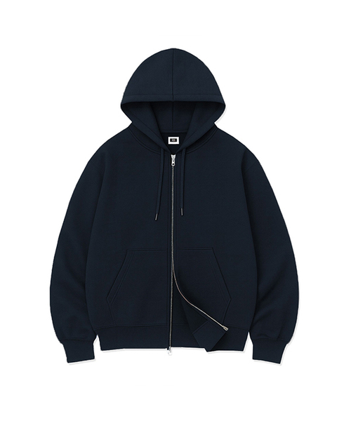 RANDOMOFF（ランダムオフ）の「[Unisex] BASIC LINE OVER FIT 2-WAY ZIP-UP (4color)（パーカー・レディース・ホワイト/ブラック/ネイビー/グレー・SMALL/MEDIUM/LARGE/X-LARGE）」の4枚目の写真