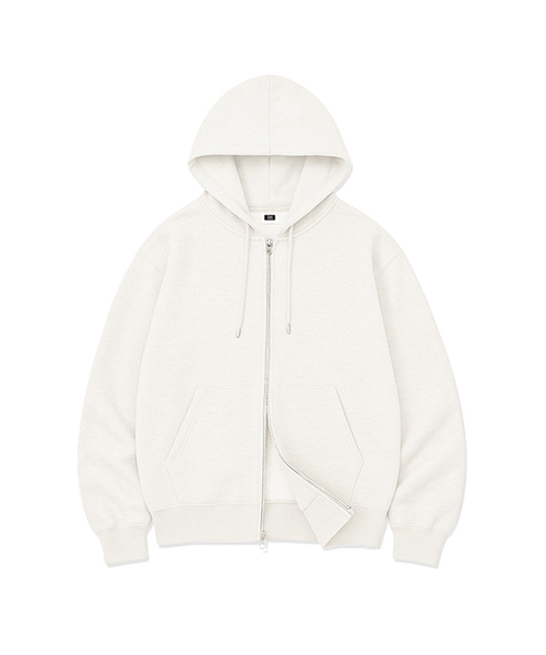 RANDOMOFF（ランダムオフ）の「[Unisex] BASIC LINE OVER FIT 2-WAY ZIP-UP (4color)（パーカー・レディース・ホワイト/ブラック/ネイビー/グレー・SMALL/MEDIUM/LARGE/X-LARGE）」の2枚目の写真