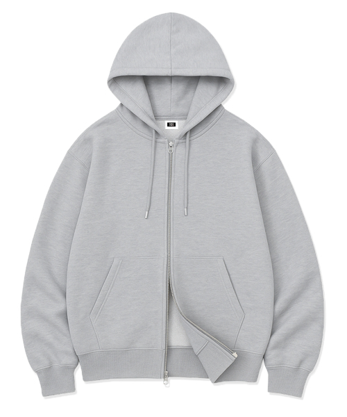 RANDOMOFF（ランダムオフ）の「[Unisex] BASIC LINE OVER FIT 2-WAY ZIP-UP (4color)（パーカー・レディース・ホワイト/ブラック/ネイビー/グレー・SMALL/MEDIUM/LARGE/X-LARGE）」の6枚目の写真