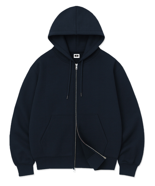 RANDOMOFF（ランダムオフ）の「[Unisex] BASIC LINE OVER FIT 2-WAY ZIP-UP (4color)（パーカー・レディース・ホワイト/ブラック/ネイビー/グレー・SMALL/MEDIUM/LARGE/X-LARGE）」の9枚目の写真