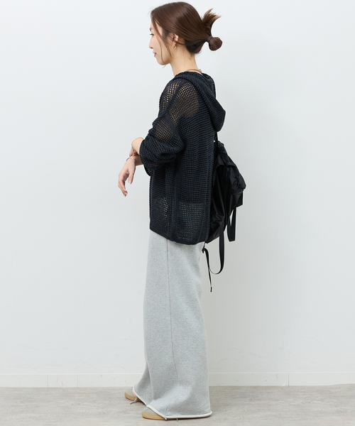 JOURNAL STANDARD relume(ジャーナルスタンダード レリューム)の「ミックスメッシュフーディー(ニット/セーター・レディース・ベージュ/ブラック系その他・FREE)」の4枚目の写真