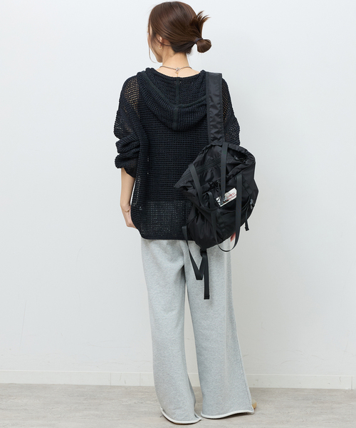 JOURNAL STANDARD relume(ジャーナルスタンダード レリューム)の「ミックスメッシュフーディー(ニット/セーター・レディース・ベージュ/ブラック系その他・FREE)」の5枚目の写真