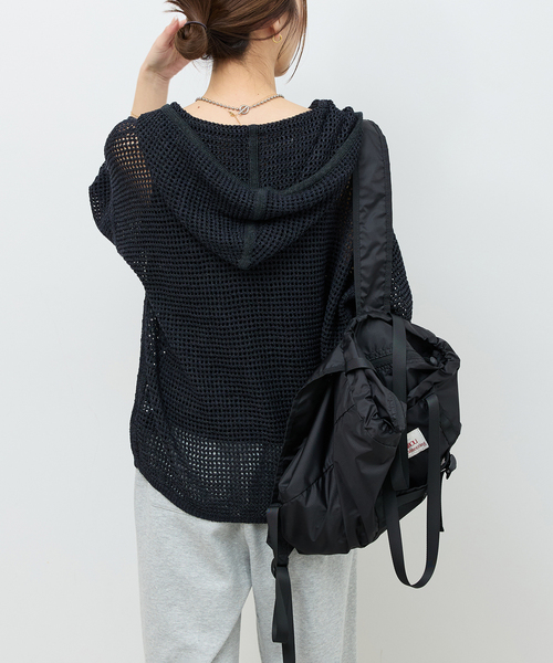 JOURNAL STANDARD relume(ジャーナルスタンダード レリューム)の「ミックスメッシュフーディー(ニット/セーター・レディース・ベージュ/ブラック系その他・FREE)」の9枚目の写真