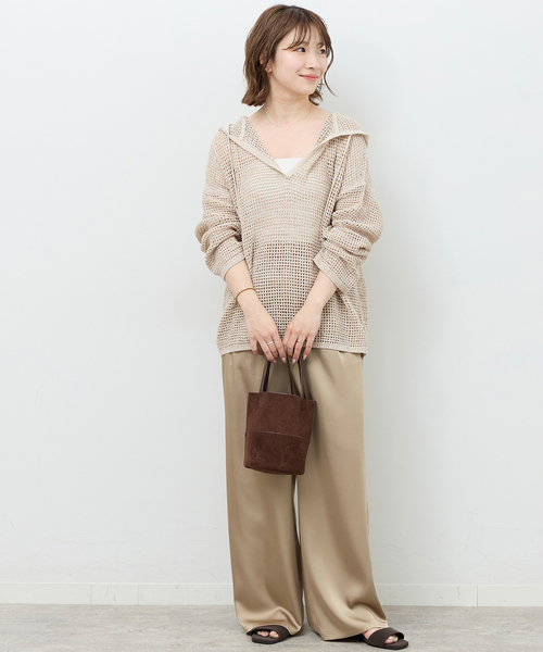 JOURNAL STANDARD relume(ジャーナルスタンダード レリューム)の「ミックスメッシュフーディー(ニット/セーター・レディース・ベージュ/ブラック系その他・FREE)」の10枚目の写真