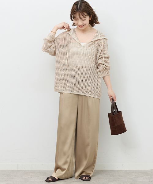 JOURNAL STANDARD relume(ジャーナルスタンダード レリューム)の「ミックスメッシュフーディー(ニット/セーター・レディース・ベージュ/ブラック系その他・FREE)」の11枚目の写真