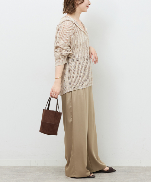JOURNAL STANDARD relume(ジャーナルスタンダード レリューム)の「ミックスメッシュフーディー(ニット/セーター・レディース・ベージュ/ブラック系その他・FREE)」の12枚目の写真