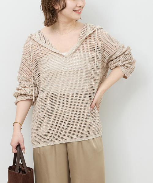 JOURNAL STANDARD relume(ジャーナルスタンダード レリューム)の「ミックスメッシュフーディー(ニット/セーター・レディース・ベージュ/ブラック系その他・FREE)」の15枚目の写真