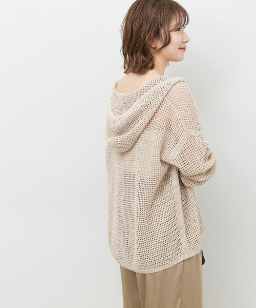 JOURNAL STANDARD relume(ジャーナルスタンダード レリューム)の「ミックスメッシュフーディー(ニット/セーター・レディース・ベージュ/ブラック系その他・FREE)」の16枚目の写真