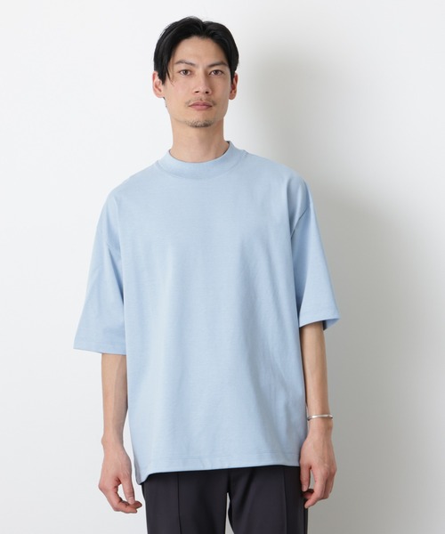 NANO universe(ナノユニバース)の「ソラーロワイドモックネックTシャツ(Tシャツ/カットソー・メンズ・サックスブルー/ホワイト/チャコール・M/L)」の1枚目の写真