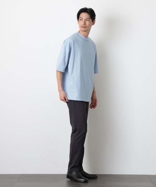 NANO universe(ナノユニバース)の「ソラーロワイドモックネックTシャツ(Tシャツ/カットソー・メンズ・サックスブルー/ホワイト/チャコール・M/L)」の21枚目の写真