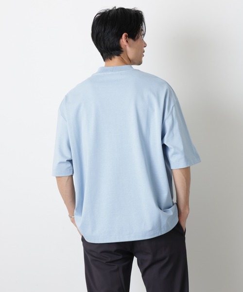 NANO universe(ナノユニバース)の「ソラーロワイドモックネックTシャツ(Tシャツ/カットソー・メンズ・サックスブルー/ホワイト/チャコール・M/L)」の19枚目の写真