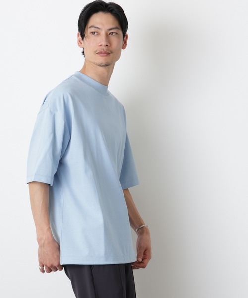 NANO universe(ナノユニバース)の「ソラーロワイドモックネックTシャツ(Tシャツ/カットソー・メンズ・サックスブルー/ホワイト/チャコール・M/L)」の17枚目の写真