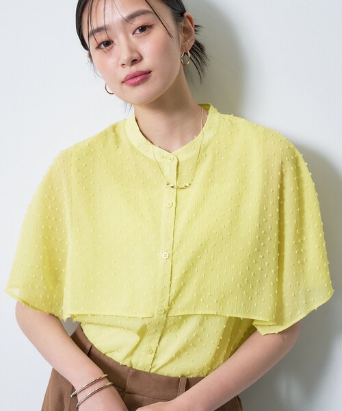 INDIVI(インディヴィ)の「【洗える/ドットモチーフ】ケープスリーブブラウス(シャツ/ブラウス・レディース・ホワイト系4/スモーキーグリーン系/ブラック/ライトグレー・38/05/13/15 /19/34)」の4枚目の写真