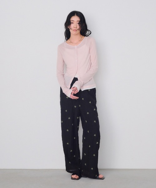 Shelly island（シェリーアイランド）の「小花刺繍シアーイージーパンツ（その他パンツ・レディース・ブラック/ホワイト・FREE）」の17枚目の写真