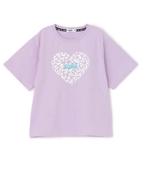 X-girl Stages（エックスガールステージス）の「レオパードハートプリント 半袖Tシャツ（Tシャツ/カットソー・キッズ・ラベンダー/ブラック/オフホワイト・120cm/110cm/100cm/140cm/80ｃｍ/130cm/90cm）」の3枚目の写真