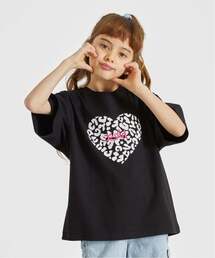 X-girl Stages | レオパードハートプリント 半袖Tシャツ(Tシャツ/カットソー)