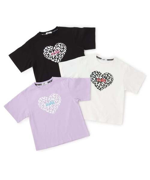 X-girl Stages（エックスガールステージス）の「レオパードハートプリント 半袖Tシャツ（Tシャツ/カットソー・キッズ・ラベンダー/ブラック/オフホワイト・120cm/110cm/100cm/140cm/80ｃｍ/130cm/90cm）」の9枚目の写真