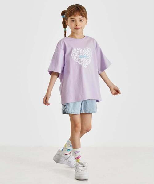 X-girl Stages（エックスガールステージス）の「レオパードハートプリント 半袖Tシャツ（Tシャツ/カットソー・キッズ・ラベンダー/ブラック/オフホワイト・120cm/110cm/100cm/140cm/80ｃｍ/130cm/90cm）」の13枚目の写真