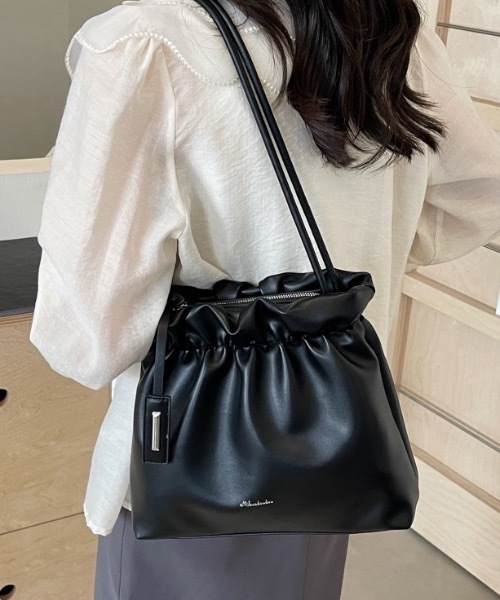 Teem Store(チームストア)の「ギャザーフリル トートバッグ(トートバッグ・レディース・ピンク/アイボリー/ブラック/ベージュ・F)」の10枚目の写真