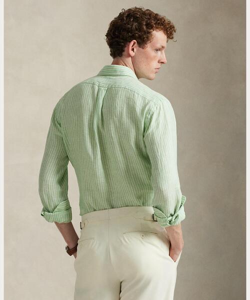 POLO RALPH LAUREN（ポロ ラルフ ローレン）の「クラシック フィット ストライプド リネン シャツ（シャツ/ブラウス・メンズ・グリーン・S/M/L）」の4枚目の写真