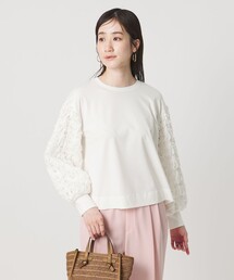 UNITED ARROWS | エンブロイダリーフラワー ショルダーコンビ カットソー(Tシャツ/カットソー)