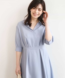 OFUON le MK（オフオンルエムケー）の「【2026SS】六分袖スキッパーワンピース/UVカット/洗濯機で洗える/WEB限定サイズあり（ワンピース）」