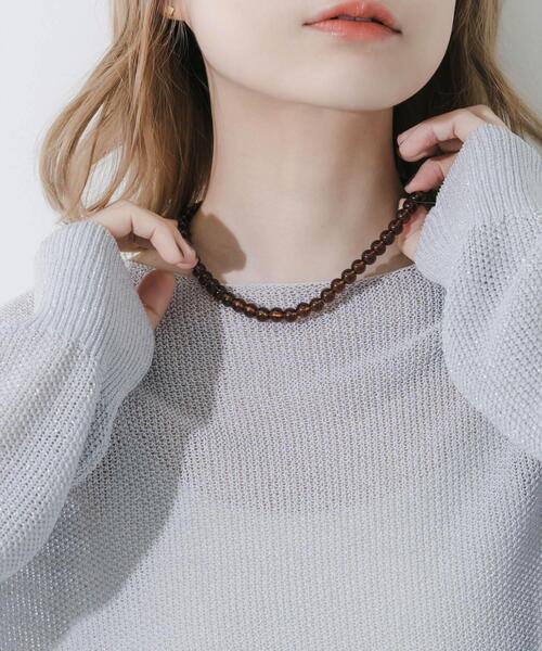 SMELLY（スメリー）の「ステンレスカラーボールビーズネックレス（ネックレス・レディース・ブラウン/レッド・-）」の2枚目の写真