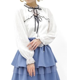 axes femme POETIQUE | ボレロ風バイカラーレースＰＯ(Tシャツ/カットソー)