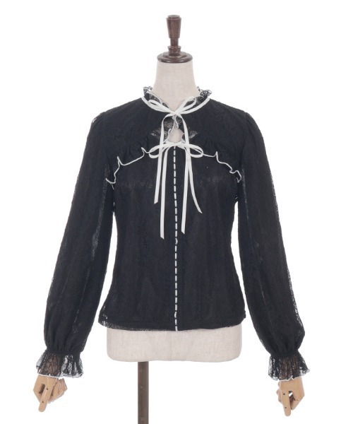 axes femme POETIQUE（アクシーズファムポエティック）の「ボレロ風バイカラーレースＰＯ（Tシャツ/カットソー・レディース・ブラック/ホワイト/ピンク・MEDIUM）」の9枚目の写真