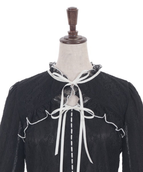 axes femme POETIQUE（アクシーズファムポエティック）の「ボレロ風バイカラーレースＰＯ（Tシャツ/カットソー・レディース・ブラック/ホワイト/ピンク・MEDIUM）」の12枚目の写真