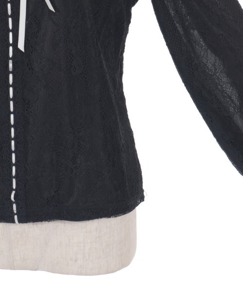 axes femme POETIQUE（アクシーズファムポエティック）の「ボレロ風バイカラーレースＰＯ（Tシャツ/カットソー・レディース・ブラック/ホワイト/ピンク・MEDIUM）」の13枚目の写真